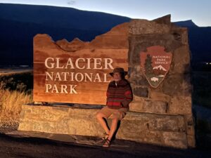 Glacier National Park Sign with Jeff